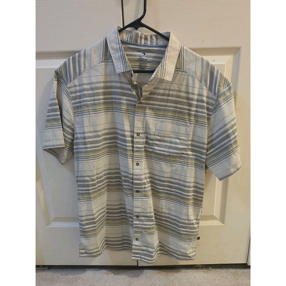 Kuhl Men’s Woven Cotton Striped Short-Sleeve Button-Up Shirt XL 7415